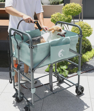 Draagbaar Hondenbadje op Wielen - Verstelbaar & Opvouwbaar Grooming Station
