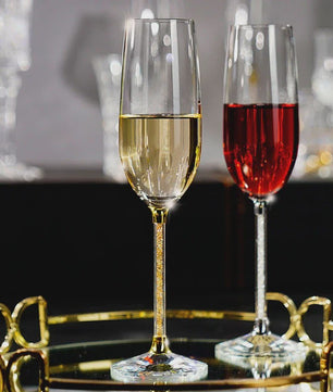Luxe Kristallen Champagneglazen Set - Handgemaakt met Diamant-look Stijl - Perfect voor Koppels