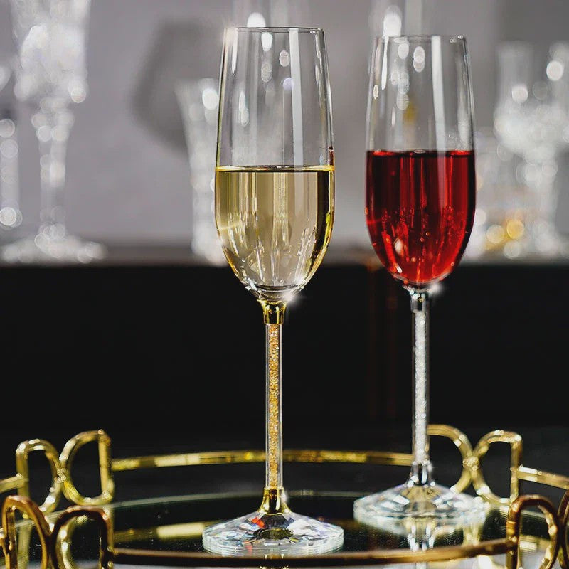 Luxe Kristallen Champagneglazen Set - Handgemaakt met Diamant-look Stijl - Perfect voor Koppels