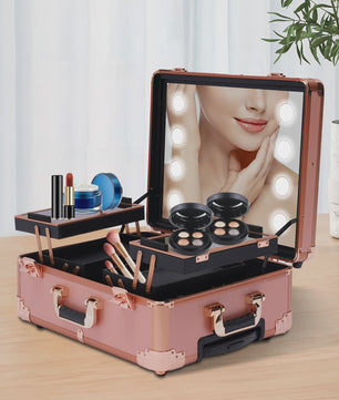 Mobiele Make-up Studio met LED Verlichting, Verstelbaar Statief & Wielen