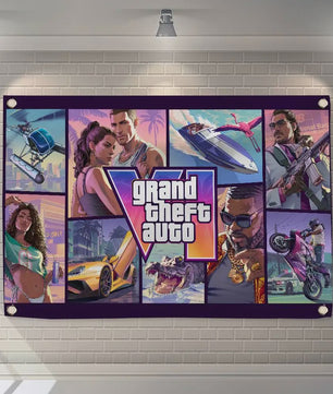 Grand Theft Auto VI Banner - 150x200cm of 60x90cm - Decoratie voor Feest, Camping & Outdoor