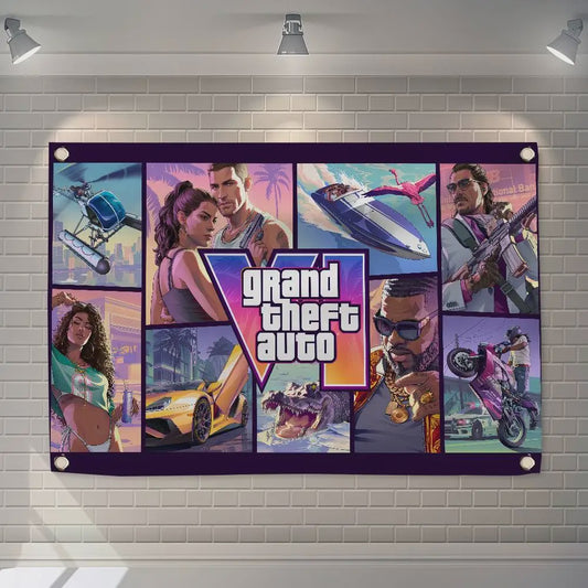 Grand Theft Auto VI Banner - 150x200cm of 60x90cm - Decoratie voor Feest, Camping & Outdoor