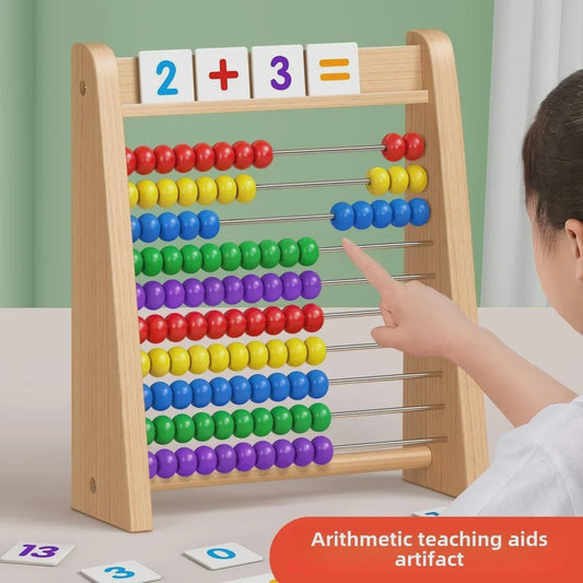 Houten Telraam Educatief Speelgoed - 100 Kralen voor Rekenonderwijs en Montessori Leren