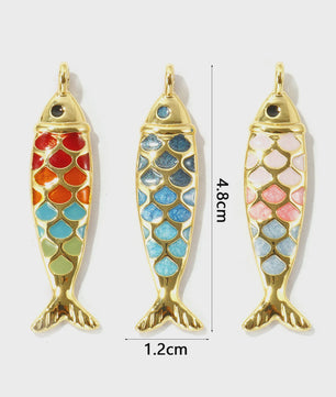 Gouden Vis Bedel met Emaille - 18K Verguld Messing Hanger voor DIY Sieraden