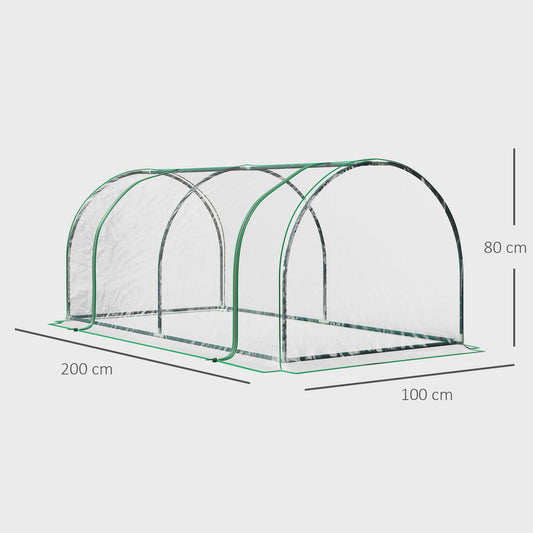 Tunnelkas 200x100x80cm - Stevig Staalframe & Transparante PVC Hoes