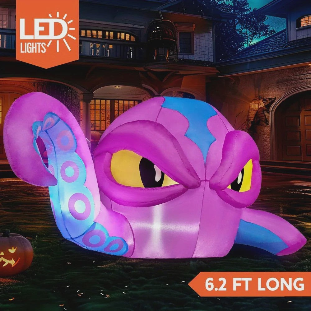 Opblaasbare Paarse Octopus 6.2 FT - Halloween Raamdecoratie & Tuindecoratie met LED