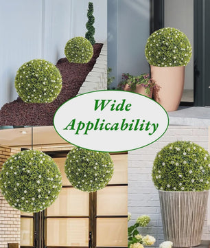 Kunst Buxusbollen met 11 Witte Bloesems - Decoratieve Tuin- en Huisdecoratie