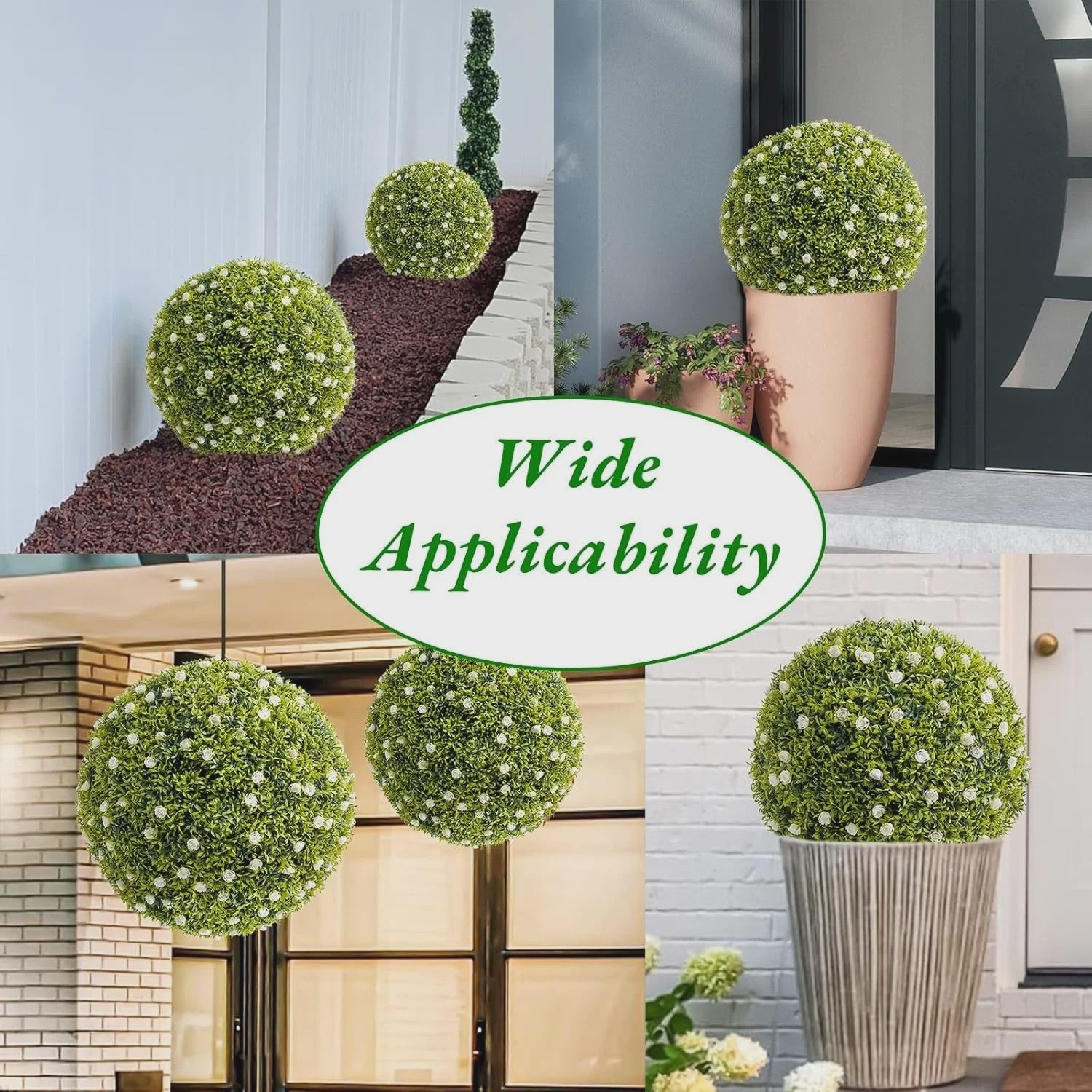 Kunst Buxusbollen met 11 Witte Bloesems - Decoratieve Tuin- en Huisdecoratie