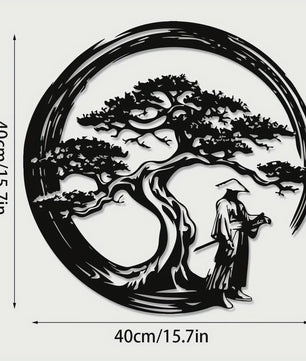 Japanse Bonsaiboom Metalen Wanddecoratie - Roestvrij & Waterdicht voor Huis en Tuin