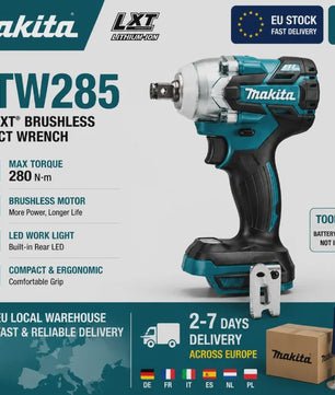 Makita DTW285 18V Accu Slagmoersleutel Borstelloos 330 Nm + 6.0Ah Batterij