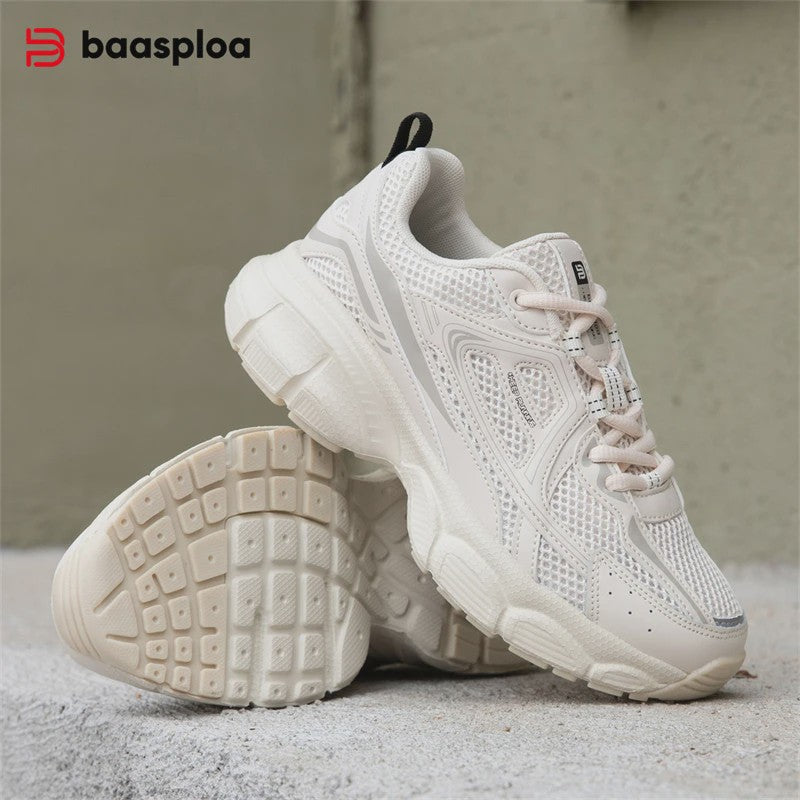 Baasploa Dames Sportschoenen - Lichtgewicht Ademende Hardloopsneakers met Anti-slip Zool