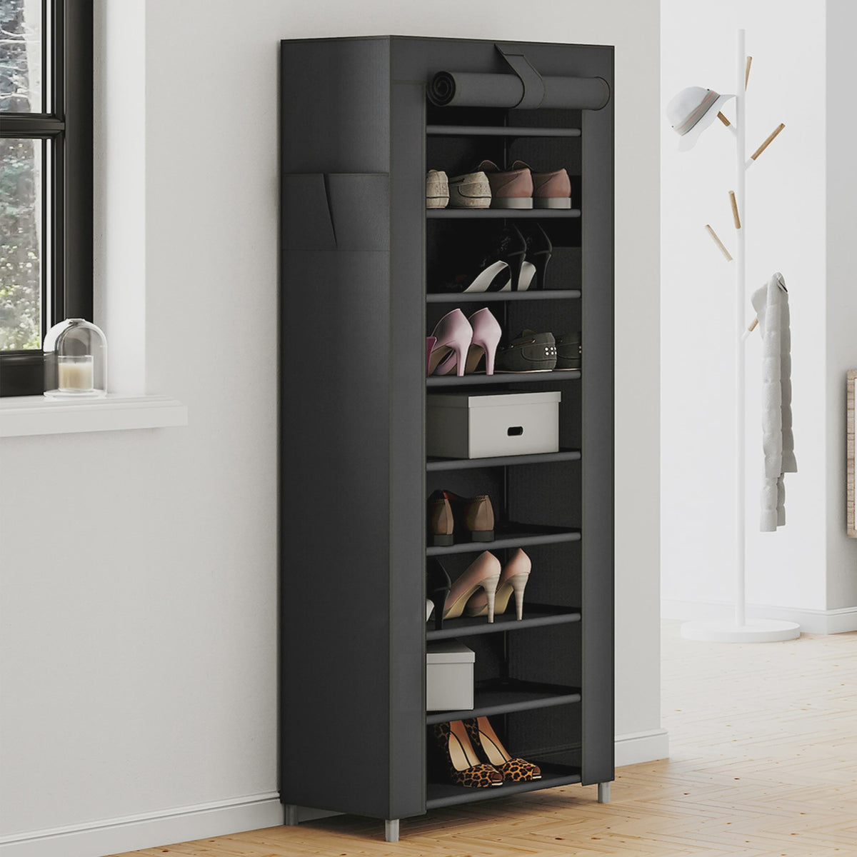 SONGMICS Schoenenrek 10 Lagen - 28x58x160 cm - Metaal Frame - Organiseer je schoenenkast