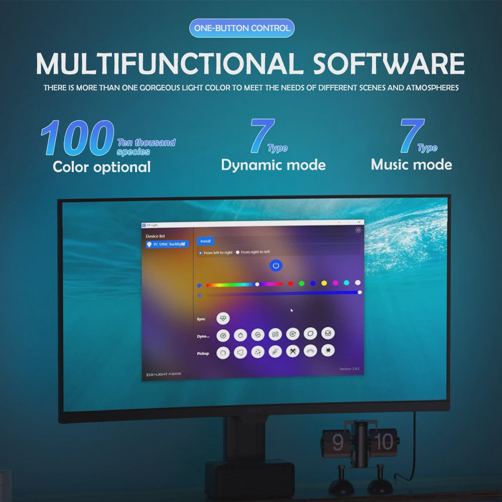 RGB Gaming Monitor Achtergrondverlichting - Synchroniseer met PC, App & Muziek voor Ultieme Sfeer