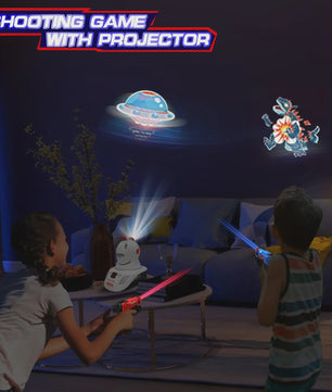 CSTAG Laser Tag Projector Spel: Interactieve Jacht op UFO's, Eenden & Dino's