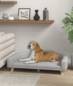 PawHut Hondenbank met Afneembaar Kussen - Scandinavisch Design, Wasbare Hoes
