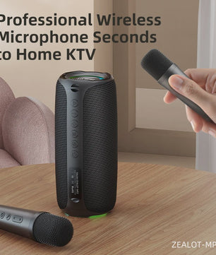 Zealot MP2 Draagbare Karaoke Bluetooth Speaker met 2 Draadloze Microfoons - 10u Speeltijd, IPX5 Waterdicht