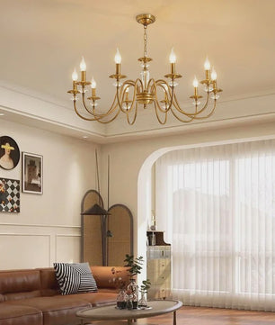 American Retro Messing Plafondlamp met Kaarslampjes - Sfeervolle Verlichting voor Woonkamer, Slaapkamer & Eetkamer