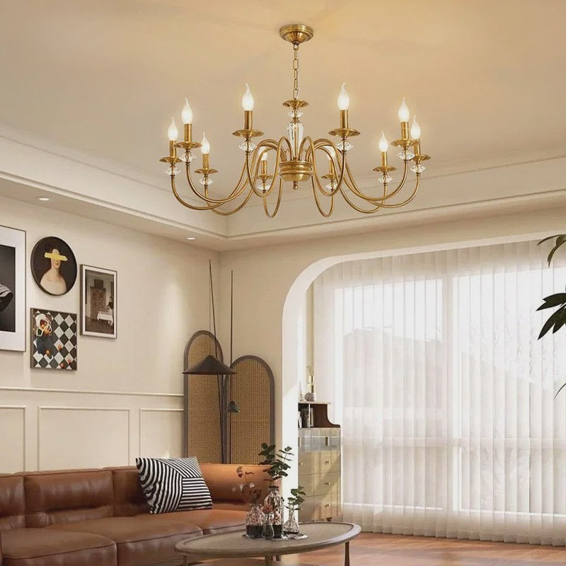 American Retro Messing Plafondlamp met Kaarslampjes - Sfeervolle Verlichting voor Woonkamer, Slaapkamer & Eetkamer