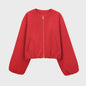 Dames Cropped Bomberjack met Rits - Zachte Stijlvolle Jas met Lange Mouwen