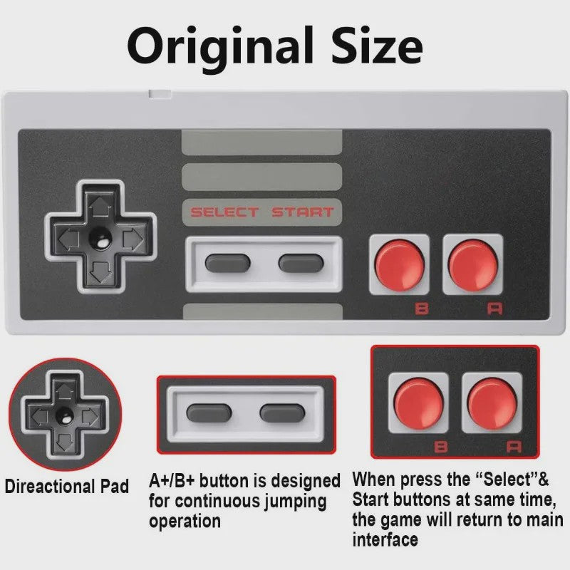 Retro NES Controller - Klassieke 8-bit Gamepad voor Nintendo NES/FC Console