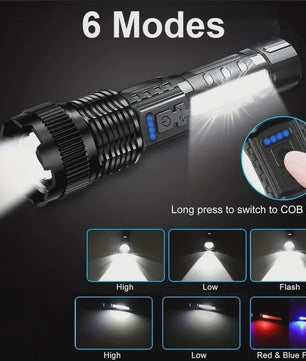 Krachtige Oplaadbare LED Zaklamp Tactisch met Zoom & 6 Modi