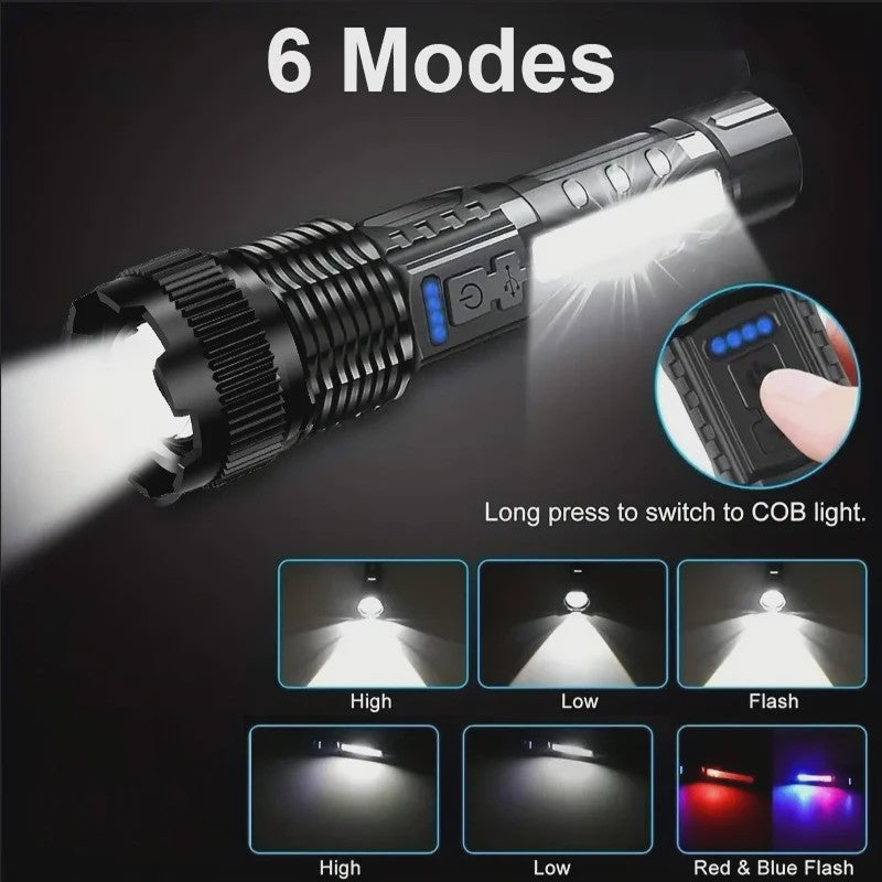 Krachtige Oplaadbare LED Zaklamp Tactisch met Zoom & 6 Modi