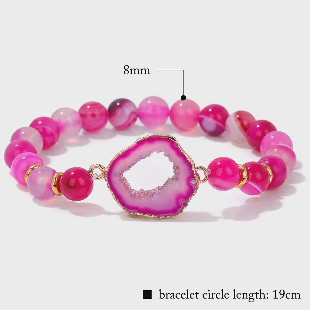 Natuursteen Agate Armband met Druzy Geode - Kleurrijk & Stijlvol
