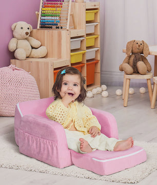 Homcom Kinderfauteuil 2-in-1: Verstelbaar, Inklapbaar en Comfortabel voor Kinderen vanaf 3 Jaar