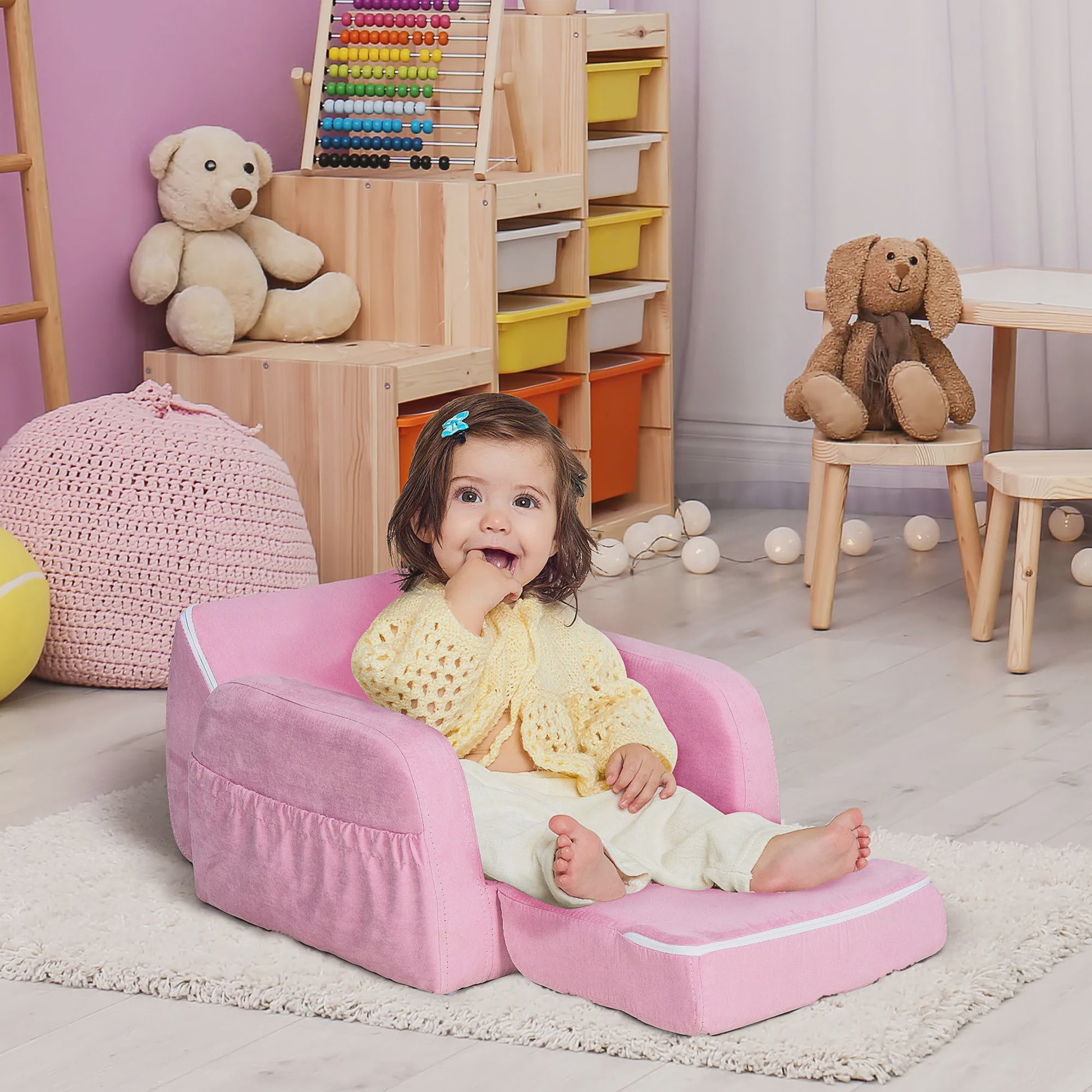 Homcom Kinderfauteuil 2-in-1: Verstelbaar, Inklapbaar en Comfortabel voor Kinderen vanaf 3 Jaar