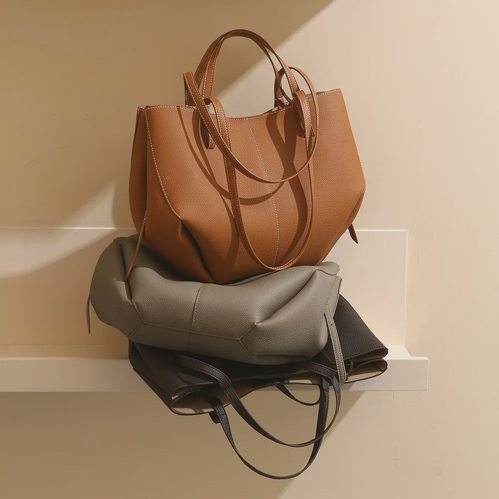 Luxe Dames Handtas van Echt Leer - Grote Schoudertas voor Reizen - Bruin