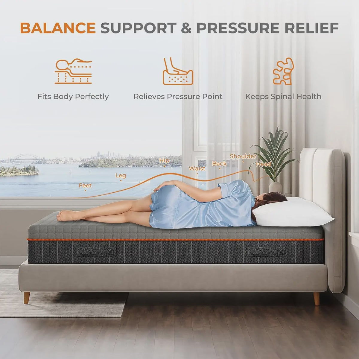 Gel Memory Foam Matras - Drukverlichtend, Koel Slapen & Lichaamssteun (Hardheid 3-4)