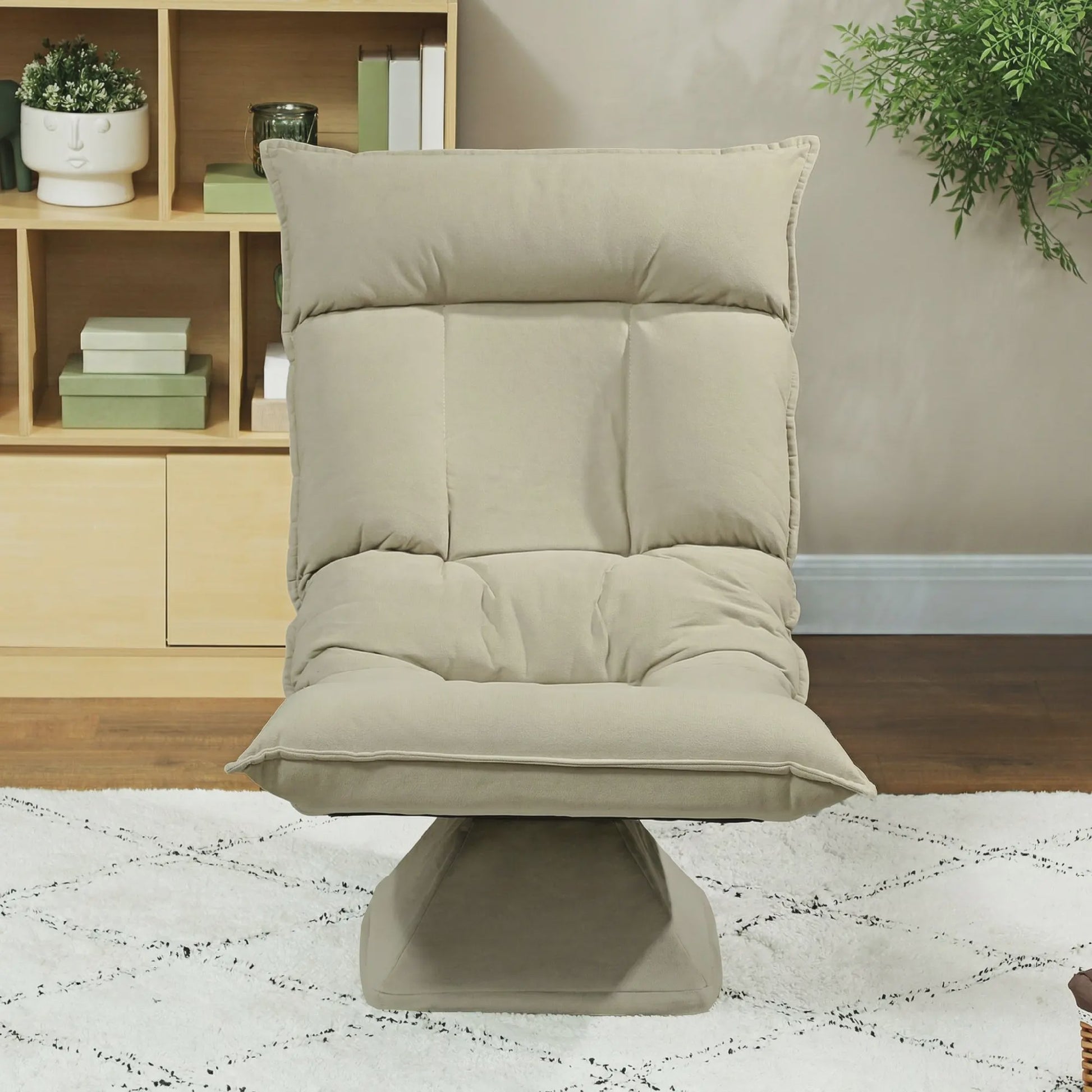 Verstelbare Draaistoel met 5 standen en zacht velours - Beige