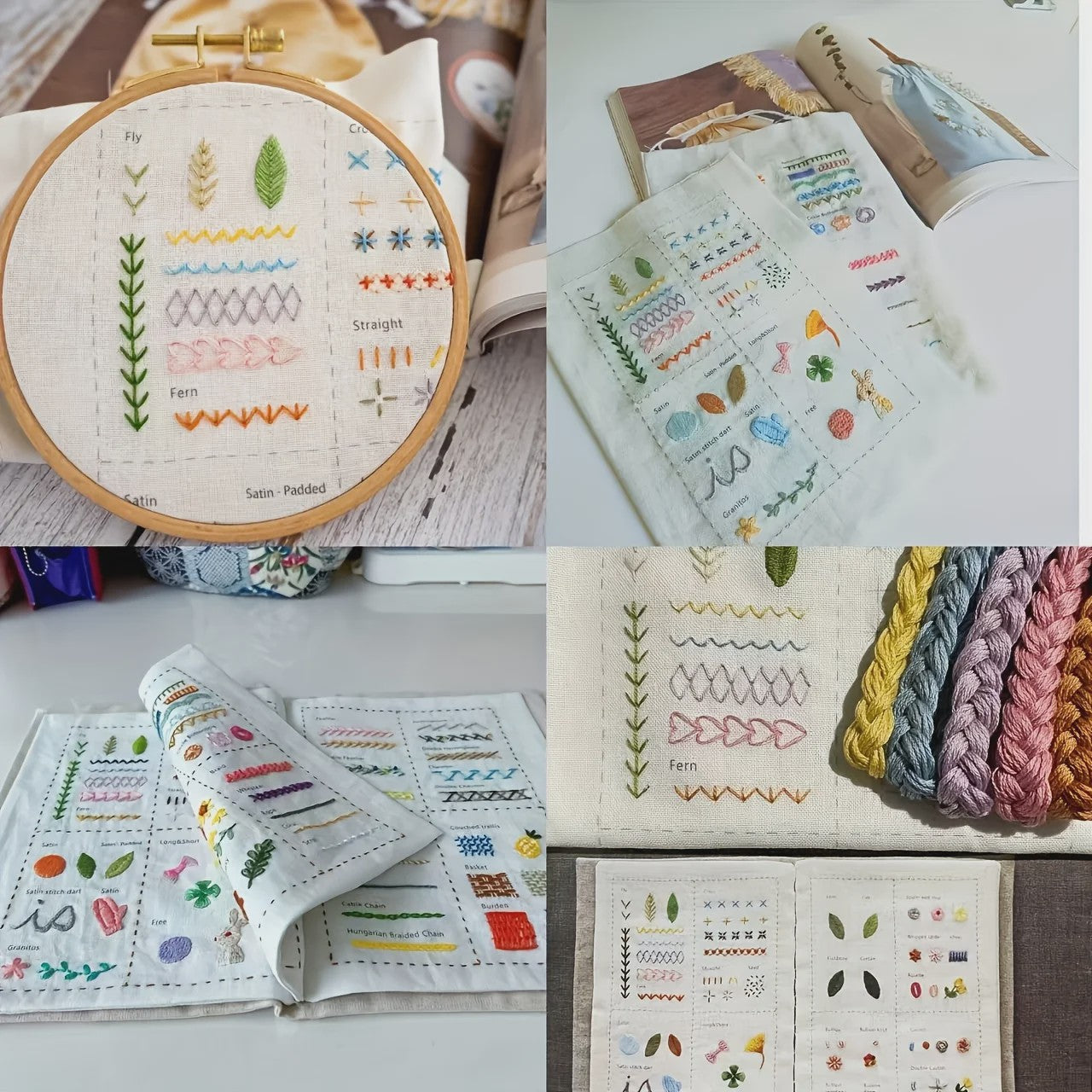 Uitgebreide Set Borduurboeken: Leer Alle Steken met Inclusief Garen & Hoop