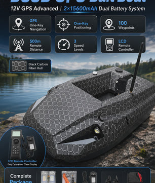 D50B Carbon Fiber GPS Voerboot met Dubbele 15600mAh Batterij - Krachtige RC Visboot