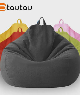 70cm Gevulde Beanbag Sofa van Katoen Linnen - Comfortabele Loungestoel voor Ontspanning