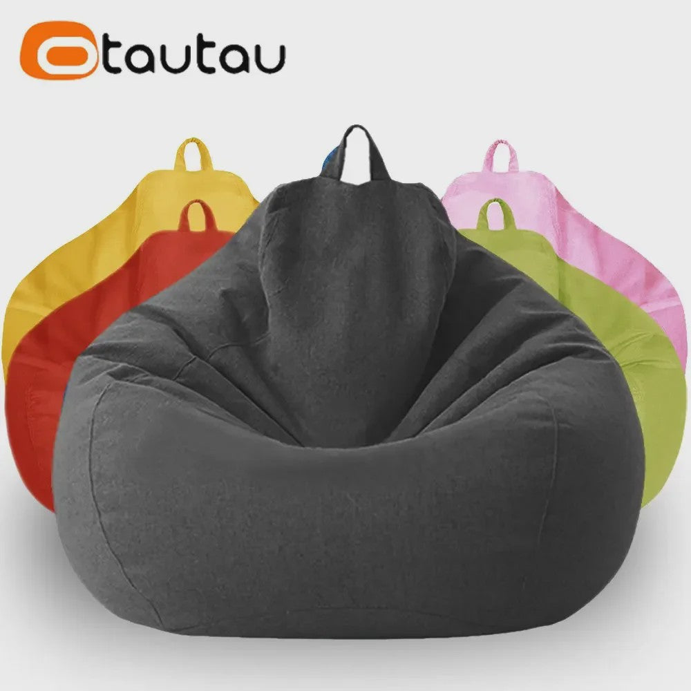 70cm Gevulde Beanbag Sofa van Katoen Linnen - Comfortabele Loungestoel voor Ontspanning