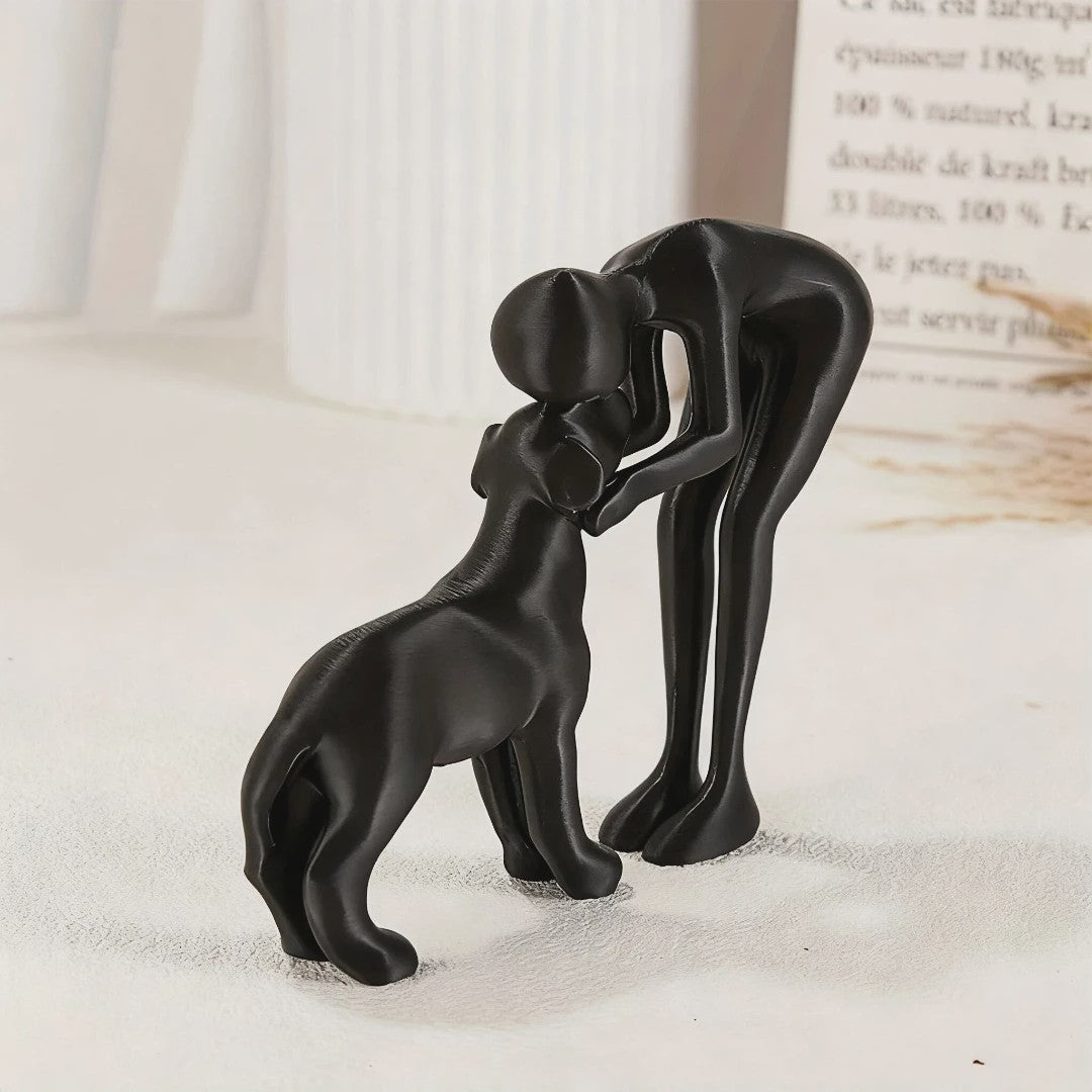Abstracte Beeldjes: Mens & Hond Vriendschap - Decoratie voor Huis & Kantoor