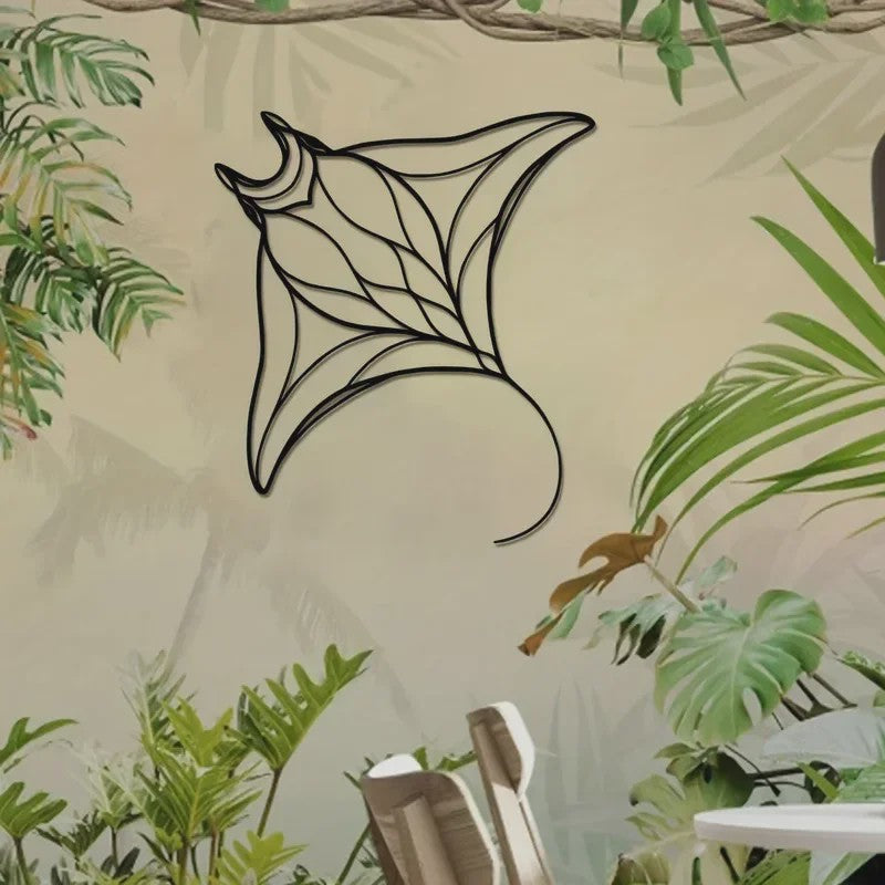Unieke Metalen Wanddecoratie Manta Ray - Luxe Vis Hangend Ornament voor Huis & Kantoor