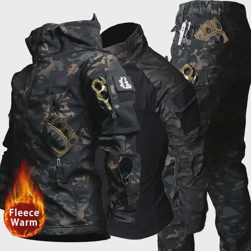 Militaire Softshell Combat Set: Ademend Uniform met Capuchon Jas en Cargo Broek - Ideaal voor Jacht & Outdoor