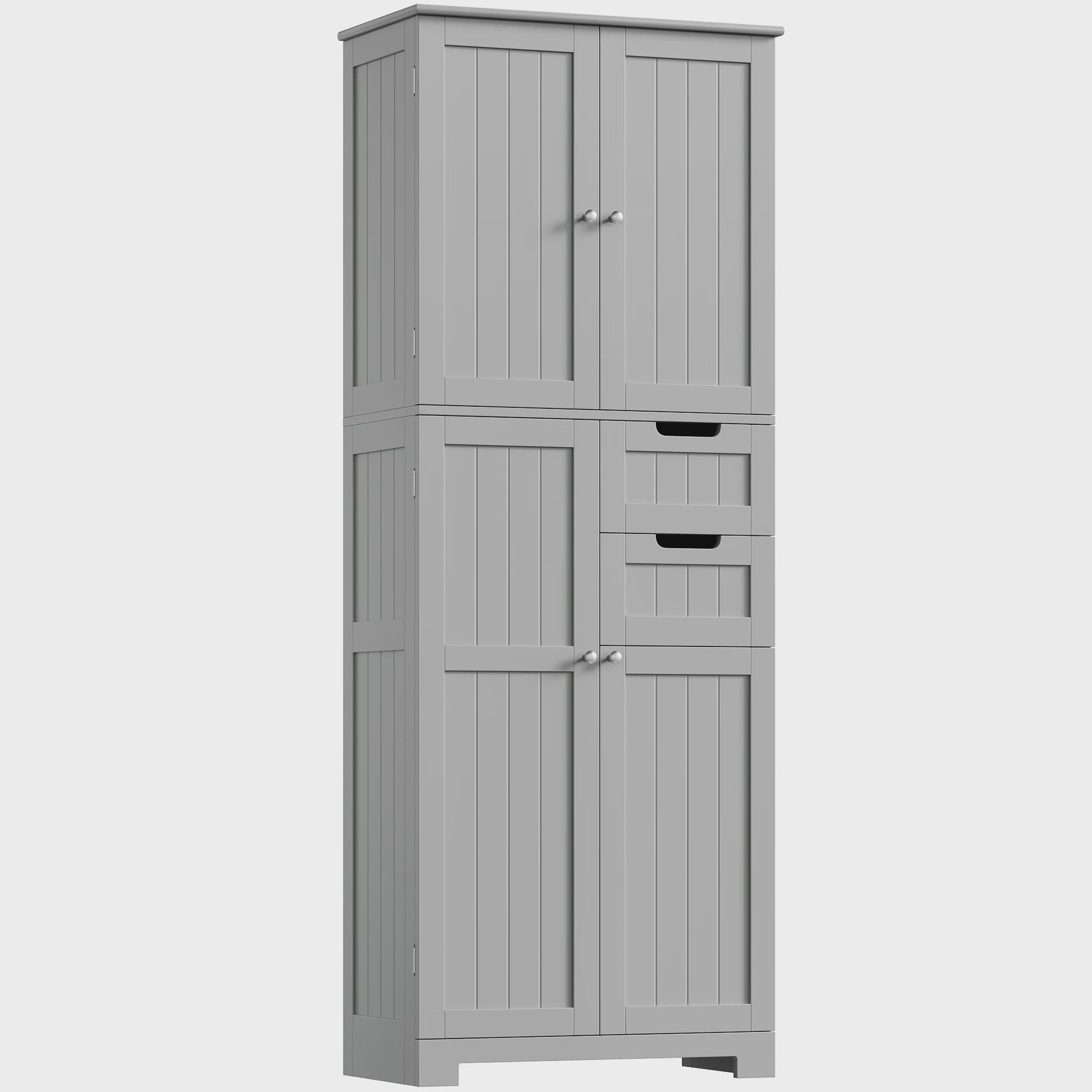 Hoge Badkamerkast met 4 Deuren en 2 Lades - Stijlvolle Opbergoplossing voor Badkamer, Keuken of Woonkamer