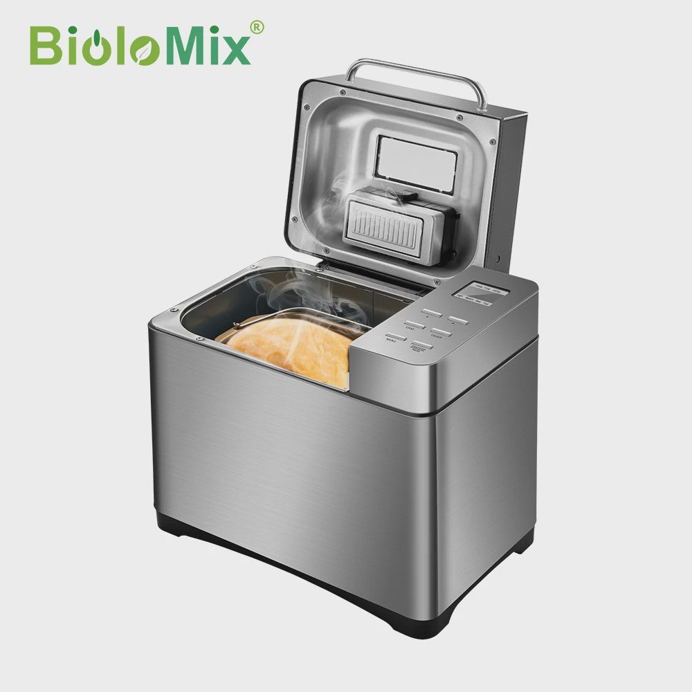 Biolomix Broodmachine 1KG - 19 Programma's, Roestvrij Staal, Automatische Notendispenser