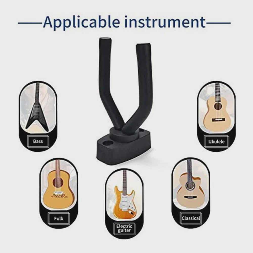 Gitaar Muurbeugel Hanger Set (1-10 Stuks) - Zwart - Universeel voor Gitaar, Bas, Ukulele