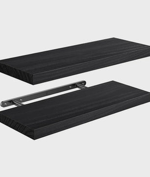 Zwarte Houten Zwevende Wandplanken - Set van 2 - Onzichtbaar Montagesysteem - Stijlvol & Praktisch