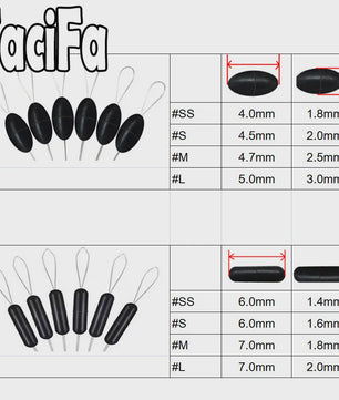 60x Vislijn Stopper Set - Rubber Silicon Space Beans & Cilinders