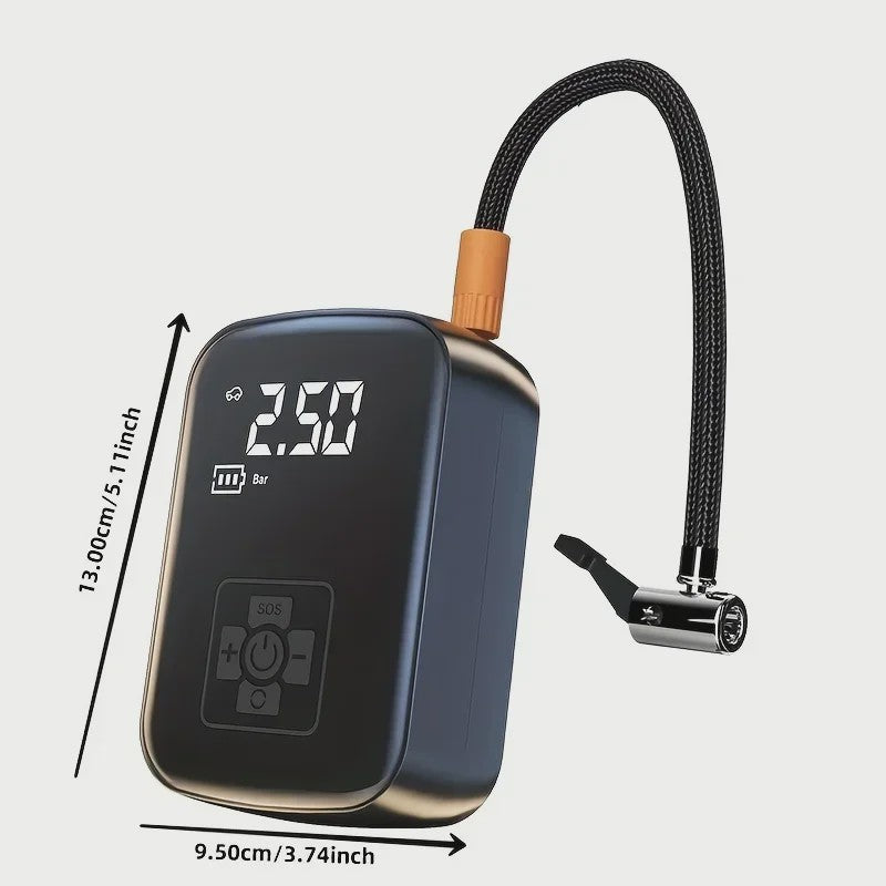Draagbare Draadloze Luchtpomp 150PSI met LED Verlichting - Voor Auto, Motor & Fiets