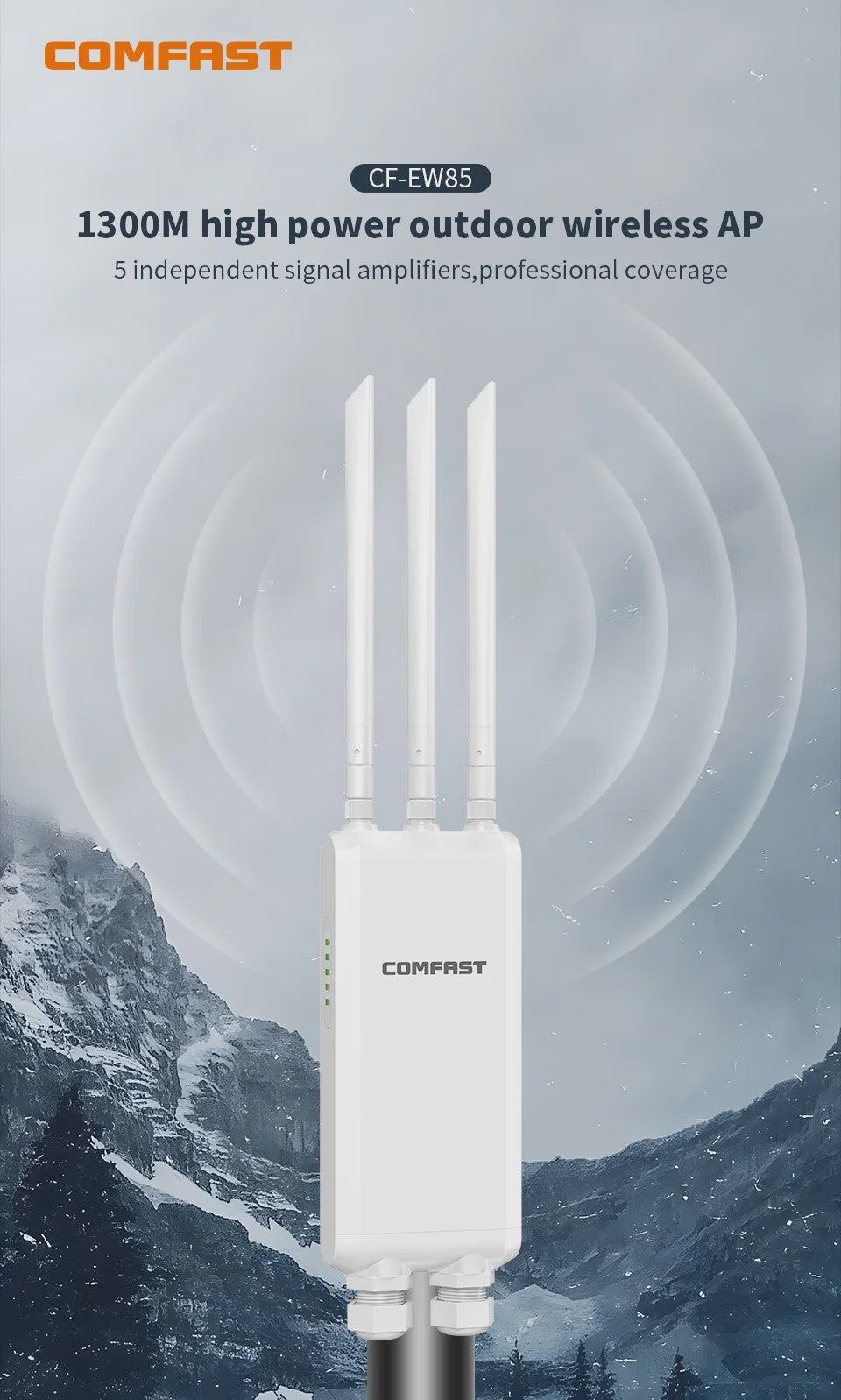 Comfast 1300Mbps Outdoor WiFi Access Point - Gigabit, Dual-Band 2.4/5.8GHz, Lange Afstand