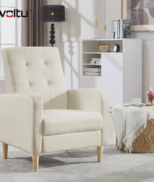 Moderne Lounge Fauteuil met Armleuningen en Massief Houten Poten - Comfortabel en Stijlvol