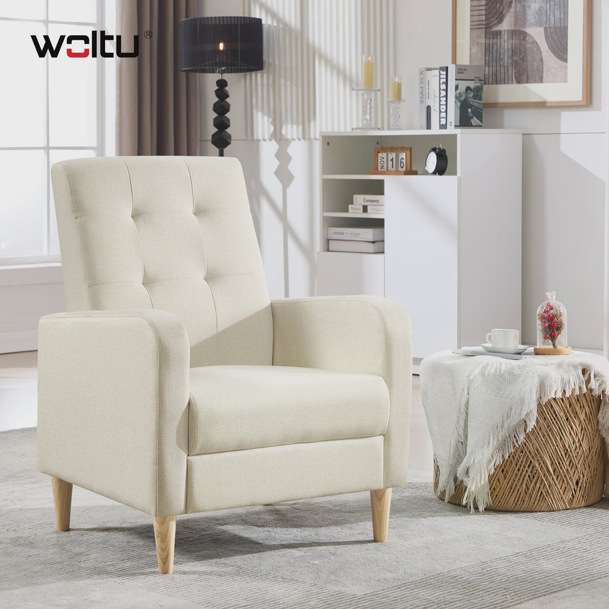 Moderne Lounge Fauteuil met Armleuningen en Massief Houten Poten - Comfortabel en Stijlvol