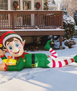 Grote Opblaasbare Kerst Elf - 300cm - Feestelijke Tuindecoratie