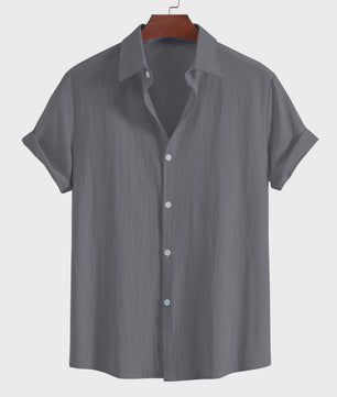 Comfortabel Heren Overhemd met Korte Mouw en Kraag - Zomerse Casual Stijl van Puur Katoen